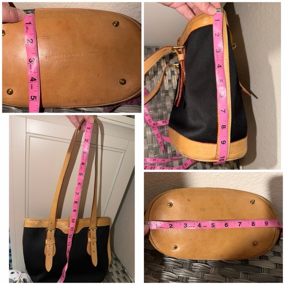 Dooney & Bourke Vintage Black Canvas & Natural Vacchetta Leather Tote - Picture 6 of 16